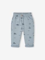 Broek met print van molton baby blauw - thumbnail