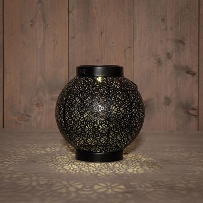 Anna's Collection Solar lantaarn metaal 18 x 19 cm mat zwart warm wit