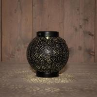 Anna's Collection Solar lantaarn metaal 18 x 19 cm mat zwart warm wit - thumbnail