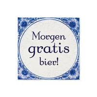 Tegel delfts blauw - Morgen gratis bier - thumbnail