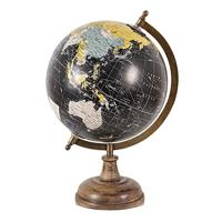 Clayre & Eef Wereldbol 22x33 cm Zwart Hout Ijzer Globe - thumbnail