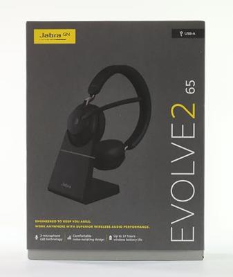 Jabra Evolve2 65 UC On Ear headset Bluetooth Stereo Zwart Noise Cancelling Volumeregeling, Indicator voor batterijstatus, Microfoon uitschakelbaar (mute)
