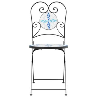 Bistrostoelen 2 st inklapbaar keramiek blauw en wit