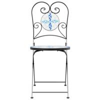 Bistrostoelen 2 st inklapbaar keramiek blauw en wit - thumbnail