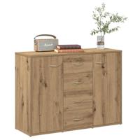 Dressoir 88x30x64 cm bewerkt hout artisanaal eikenkleur - thumbnail
