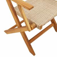 Tuinstoelen 6 st inklapbaar poly rattan en massief hout beige - thumbnail