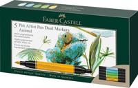Faber Castell Tekenstift Pitt Artist duo marker Animals - etui 5 stuks - thumbnail