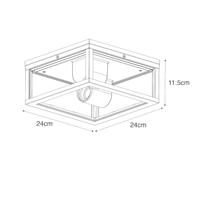 QAZQA Buiten plafondlamp zwart met ribbel glas 2-lichts IP44 - - thumbnail
