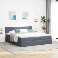 Ottoman bed met matras en LED's 180x200cm fluweel donkergrijs - thumbnail