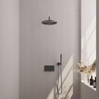 Gunmetal Carving Thermostatische Inbouw Regendouche Set met Drukknoppen - thumbnail