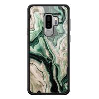 Samsung Galaxy S9 Plus glazen hardcase - Green waves - thumbnail