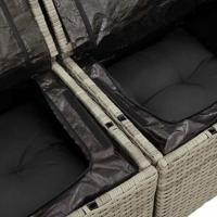 Tuinbankenset met opslag 9 pcs Lichtgrijs poly rattan - thumbnail
