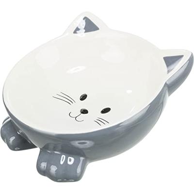 TRIXIE VOERBAK / DRINKBAK KATTENKOP VERHOOGD KERAMIEK ASSORTI 14 CM 150 ML