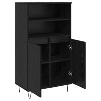 Highboard met plank met opslag met de deur Zwart 60 x 36 x 110 cm Bewerkt hout - thumbnail