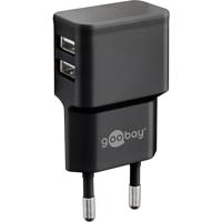 USB-A-adapter - USB-A-lader - 2 poorts - 2400mA - 12W - Zwart - thumbnail
