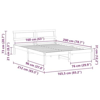 Bedframe met LED -striplichten met hoofdeinde Wit 160 x 200 cm Grenenhout Bedframe met LED -striplichten met hoofdeinde Wit 160 x 200 cm Grenenhout