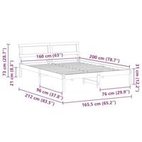Bedframe met LED -striplichten met hoofdeinde Wit 160 x 200 cm Grenenhout - thumbnail