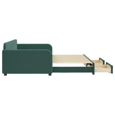 Slaapbank onderschuifbed lades 100x200 cm fluweel donkergroen - thumbnail