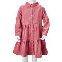 Kinderjurk met lange mouwen ribfluweel 104 oudroze - thumbnail