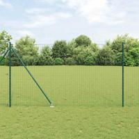 VidaXL Hek met paal groen 1,6 x 10 m staal en pvc - thumbnail