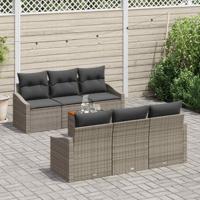 Tuinbankenset met kussen 7 pcs Grijs poly rattan - thumbnail