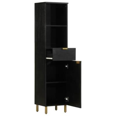 Badkamerkast 38x33x160 cm massief mangohout zwart