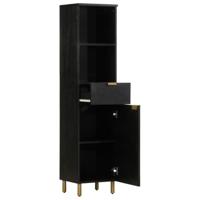 Badkamerkast 38x33x160 cm massief mangohout zwart - thumbnail