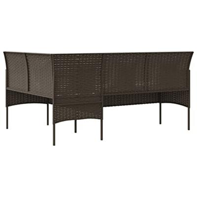 5-delige Loungeset L-vormig met kussens poly rattan bruin - thumbnail