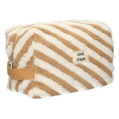 Traveller Toilettas badstof stripe bruin 23cm x 13cm