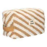 Traveller Toilettas badstof stripe bruin 23cm x 13cm - thumbnail