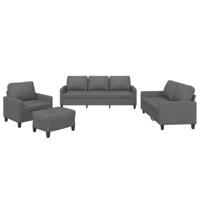 4-delige Loungeset met kussens stof donkergrijs - thumbnail
