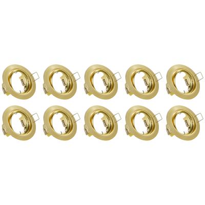 Spot Armatuur 10 Pack - Trion - GU10 Inbouwspot - Rond - Goud - Aluminium - Kantelbaar Ø83mm