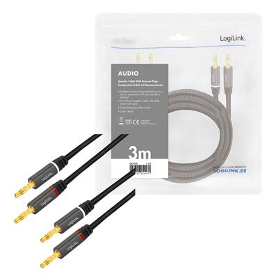 LogiLink CA1210 Audio Aansluitkabel 3.0 m Zwart Afgeschermd, Kleurcodering