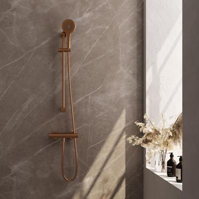 Brauer Copper Edition Glijstangset met Thermostaatkraan - 3-Standen Handdouche - Koper Geborsteld Pvd