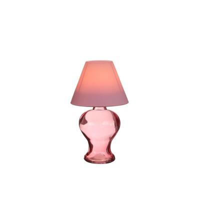 Glass theelichtlamp zacht roze H16cm