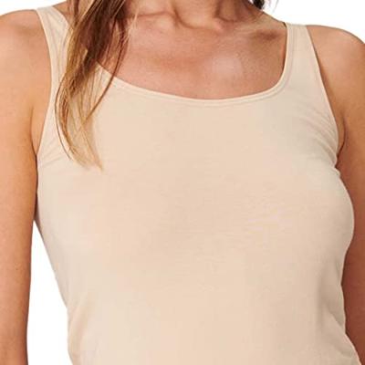 2-Pack dames hemden - Organic 95/5 - Basics - Biologisch katoenen vrouwen hemdjes - Onderhemd met brede bandjes - 44 - Beige - Top - Singlet - 44