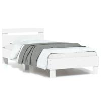 Bedframe met hoofdbord en LED-verlichting wit 90x200 cm - thumbnail
