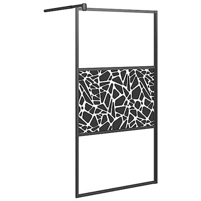 VidaXL Inloopdouchewand met stenenmotief 100x195 cm esg-glas zwart