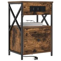 Nachtkastje met lade Gerookt eiken 40 x 31 x 60 cm Bewerkt hout - thumbnail