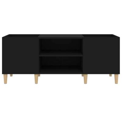 Platenkast 121x38x48 cm bewerkt hout zwart - thumbnail