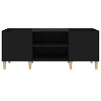 Platenkast 121x38x48 cm bewerkt hout zwart - thumbnail
