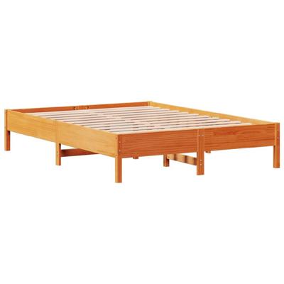 Bedframe zonder matras massief grenenhout wasbruin 140x200 cm