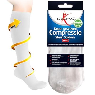 Lucovitaal Koper Geweven Compressie Steunkousen Wit 36-41 - thumbnail