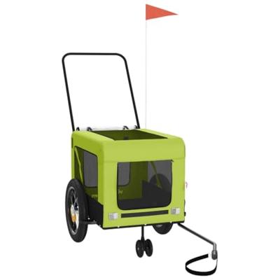 Hondenfietstrailer oxford stof en ijzer groen en zwart - thumbnail