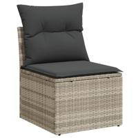 7-delige Loungeset met kussens poly rattan lichtgrijs - thumbnail