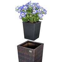 Bloempotten polyrotan set van 3 stuks in bruin - thumbnail
