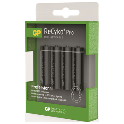 Accu batterijen GP ReCyko NiMH Ready2Use AA Mignon HR06 2000mAh reeds voorgeladen (4 stuks)