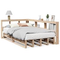 Bed met boekenkast zonder matras massief grenenhout 135x190 cm - thumbnail