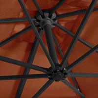 VidaXL Zweefparasol met led-verlichting 250x250 cm terracottakleurig - thumbnail