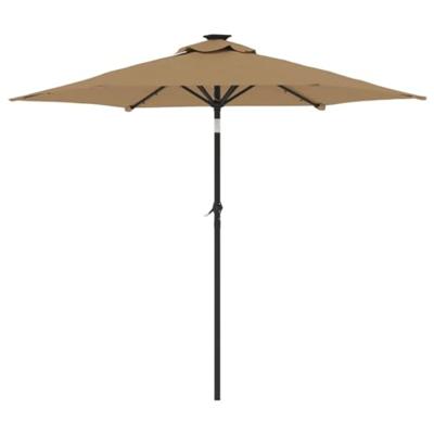 VidaXL Parasol met led's en stalen paal 225x225x212 cm taupe VidaXL Parasol met led's en stalen paal 225x225x212 cm taupe